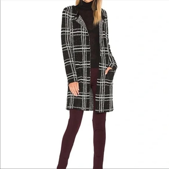 Sanctuary Jackets & Blazers - Sanctuary Black and White Windowpane Plaid Sweater Jacket, size L